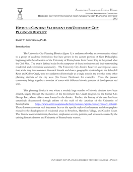 Historic Context Statement for University City Planning District 2012