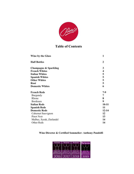 Table of Contents