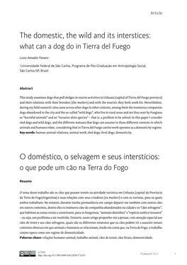 The Domestic, the Wild and Its Interstices: O Doméstico, O