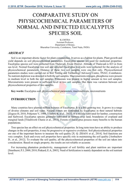 Comparative Study on Physicochemical Parameters of Normal and Infected Eucalyptus Species Soil