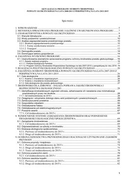 Aktualizacja Programu Ochrony Środowiska Powiatu Głubczyckiego Na Lata 2008-2011 Z Perspektywą Na Lata 2012-2015