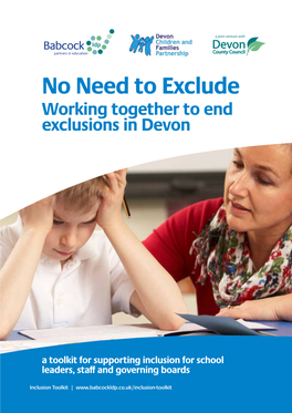 No Need to Exclude Working Together to End Exclusions in Devon