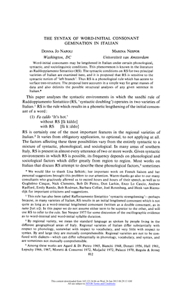 The Syntax of Word-Initial Consonant Gemination in Italian