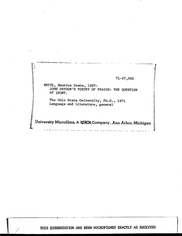 Microfilms, a XERQ\ Company, Ann Arbor, Michigan Univers