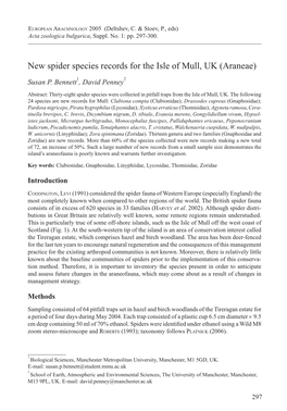 New Spider Species Records for the Isle of Mull, UK (Araneae)