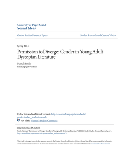 Gender in Young Adult Dystopian Literature Hannah Smith Hsmith@Pugetsound.Edu