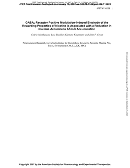 GABAB Receptor Positive Modulation-Induced Blockade of the Rewarding Properties of Nicotine Is Associated with a Reduction in Nucleus Accumbens ∆Fosb Accumulation