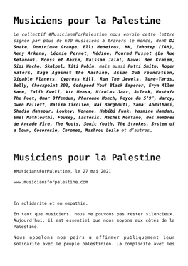 Musiciens Pour La Palestine,La Résistance