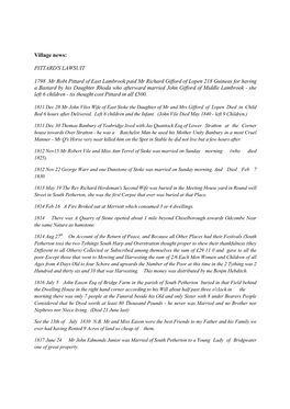 Village News: PITTARD's LAWSUIT 1798 Mr Robt Pittard of East Lambrook Paid Mr Richard Gifford of Lopen 218 Guineas for Having A