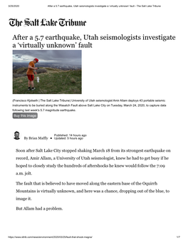 After a 5.7 Earthquake, Utah Seismologists Investigate a 'Virtually