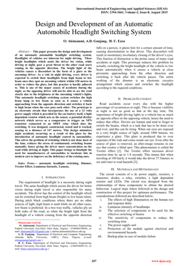 Design and Development of an Automatic Automobile Headlight Switching System