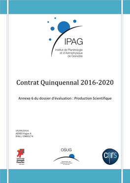Contrat Quinquennal 2016‐2020