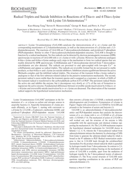 And 4-Thia-L-Lysine with Lysine 5,6-Aminomutase†,‡