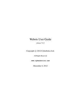 Webots User Guide Release 7.0.3