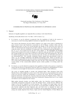 P. 1 Cop14 Prop. 18 CONVENTION on INTERNATIONAL TRADE IN