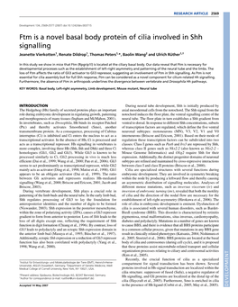 Ftm Is a Novel Basal Body Protein of Cilia Involved in Shh Signalling