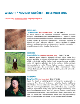 Wegart * Novinky Október – December 2016