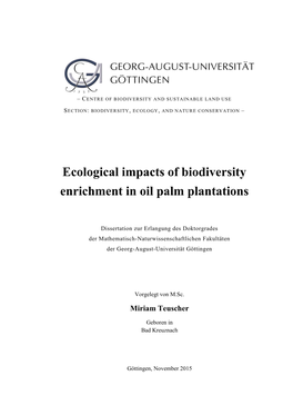 Ecological Impacts of Biodiversity Enrichment in Oil Palm Plantations