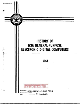 History of NSA General-Purpose Electronic Digital Computers; 1964