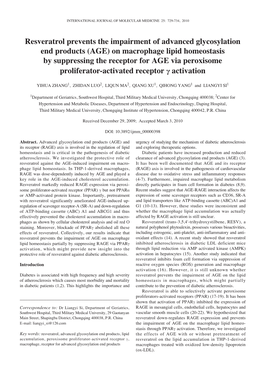 Resveratrol Prevents the Impairment of Advanced Glycosylation End