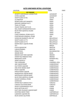 Alto Vineyards Retail Locations