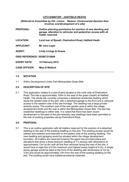 UTT/12/6087/OP – (HATFIELD HEATH) (Referred to Committee by Cllr