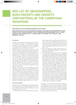 Red List of Grasshoppers, Bush-Crickets and Crickets (Orthoptera) of the Carpathian Mountains