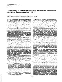 Nomenclature of Phosphorus-Containing Compounds of Biochemical Importance (Recommendations 1976)*