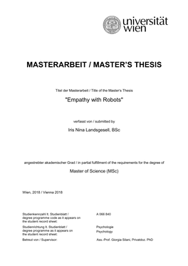 Master's Thesis "Empathy with Robots"