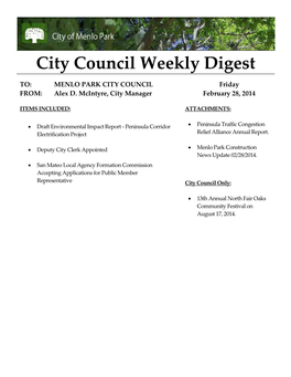 City Council Weekly Digest