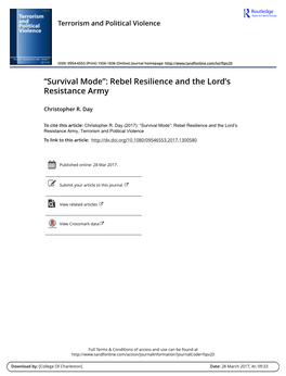 “Survival Mode”: Rebel Resilience and the Lord's Resistance Army