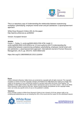 Understanding the Relationship Between Experiencing Workplace Cyberbullying, Employee Mental Strain and Job Satisfaction: a Dysempowerment Approach