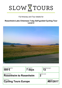 Cycling Tours Europe #B1/2617 Rosenheim-Lake Chiemsee 7-Day Self-Guided Cycling Tour Level 2