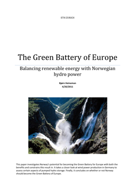 The Green Battery of Europe Balancing Renewable Energy with Norwegian Hydro Power
