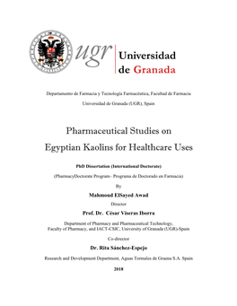 Pharmaceutical Studies on Egyptian Kaolins for Healthcare Uses