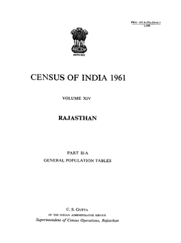 General Population Tables, Part II-A, Vol-XIV, Rajasthan