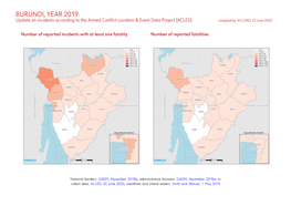 BURUNDI, YEAR 2019: Update on Incidents According to the Armed Conflict Location & Event Data Project (ACLED) Compiled by ACCORD, 23 June 2020