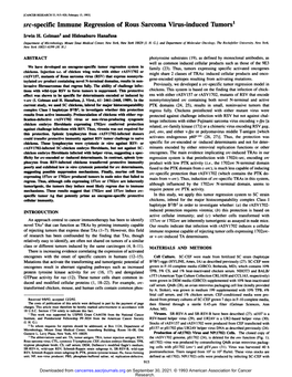 Src-Specific Immune Regression of Rous Sarcoma Virus-Induced Tximors1