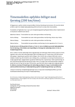 Timemodellen Opfyldes Billigst Med Fjerntog (200 Km/Time)