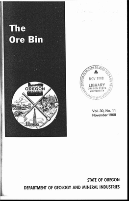 STATE of OREGON DEPARTMENT of GEOLOGY and MINERAL INDUSTRIES • the Ore Bin •