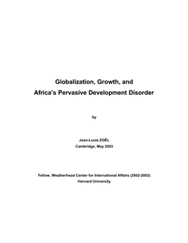 Globalization, Growth, and Africa's Pervasive Development Disorder