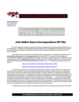 Ballow Press Release