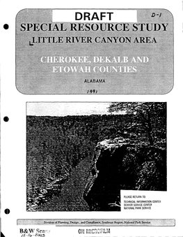 Special Resource Study: Little River Canyon Area, Cherokee, Dekalb