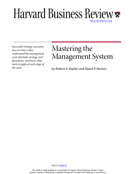 Mastering the Management System