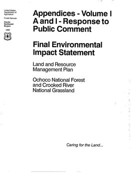 Land and Resource Management Plan Ochoco National Forest and Crooked River National Grassland