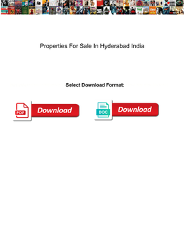 Properties for Sale in Hyderabad India