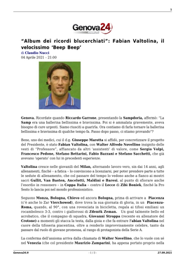 Fabian Valtolina, Il Velocissimo 'Beep Beep'