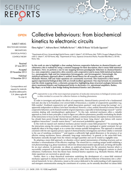 From Biochemical Kinetics to Electronic Circuits