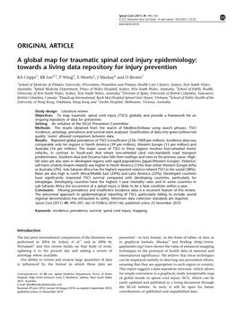 A Global Map for Traumatic Spinal Cord Injury Epidemiology: Towards a Living Data Repository for Injury Prevention