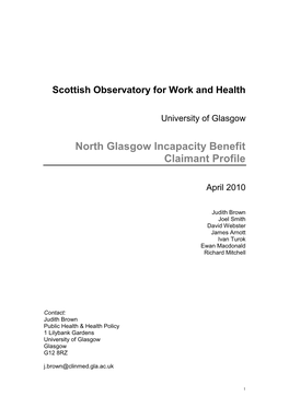 North Glasgow Incapacity Benefit Claimant Profile